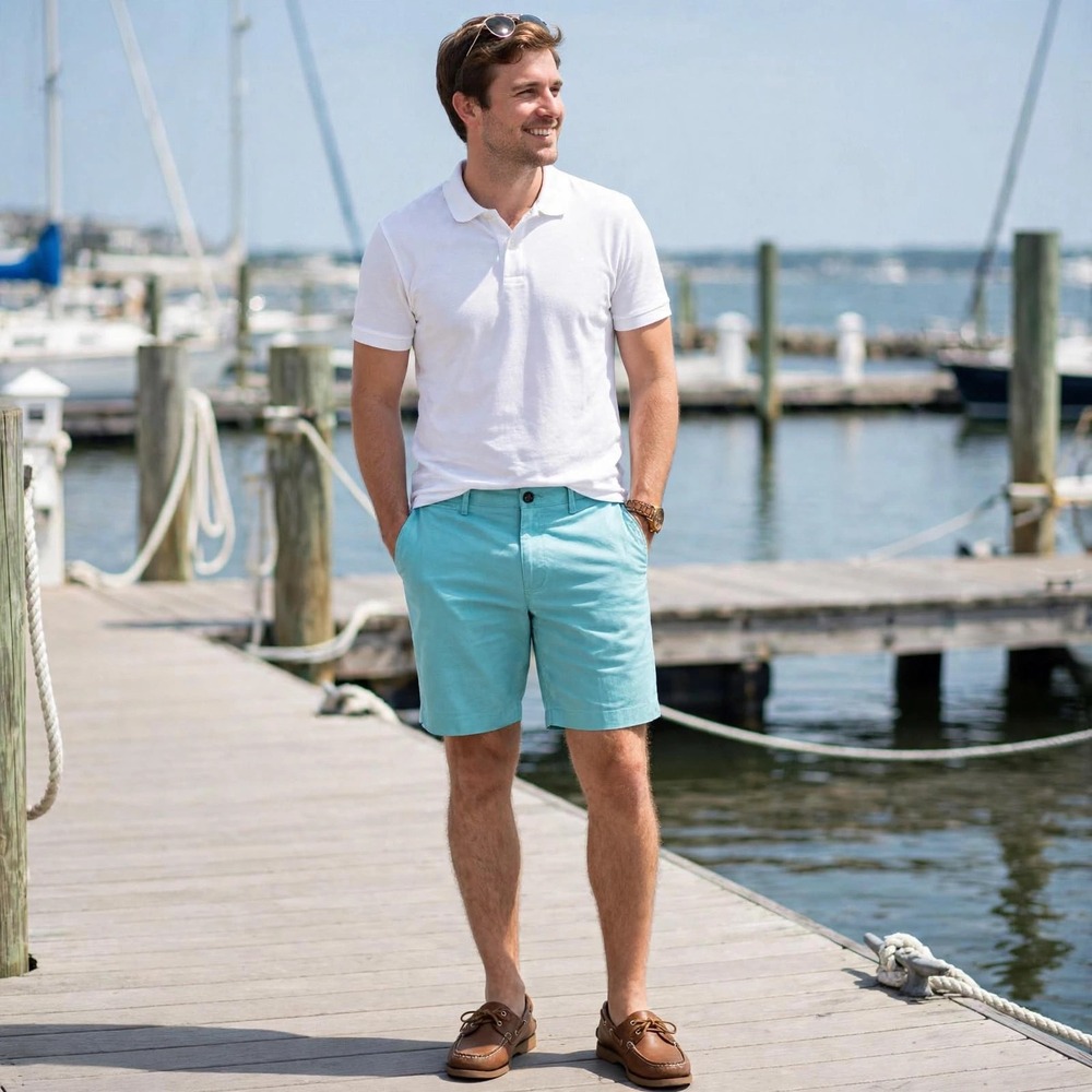 Original Penguin Mens 38 Chino Shorts Turquoise Aqua‎ Blue Cotton Blend Stretch